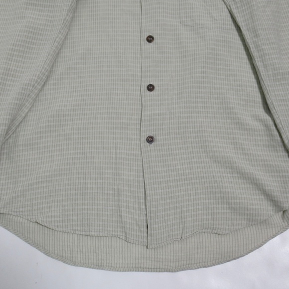 Canali Men's Lightweight Button Down Shirt Long Sleeve Olive White Size M - Picture 3 of 12